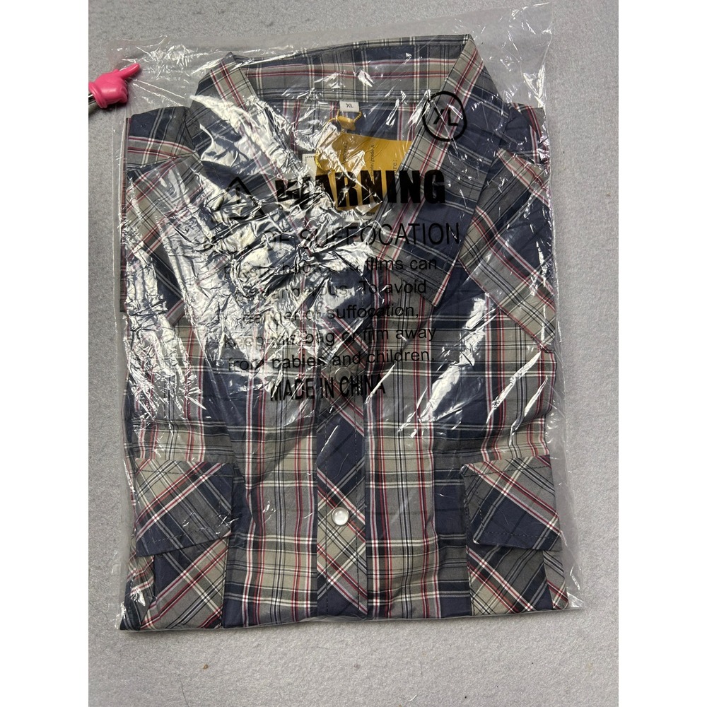 Coevals Club Shirt Plaid Navy Grey Red XL Mens